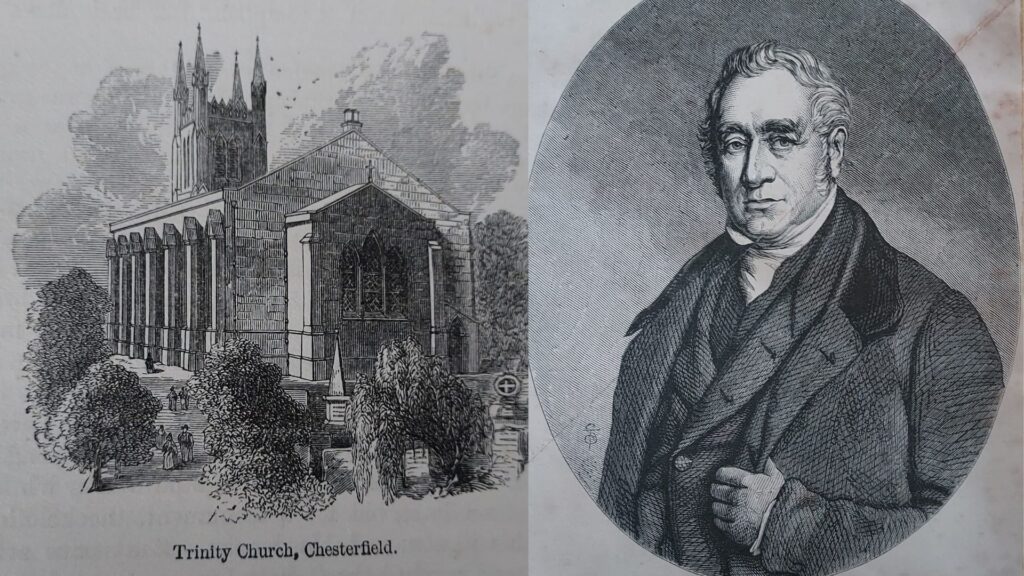Victorian depiction of Holy Trinity and its most famous incumbent - George Stephenson