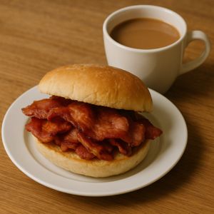 bacon butty and tea